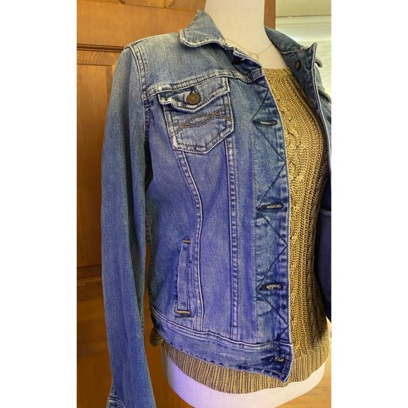VTG Abercrombie & Fitch‎ Slim Fit Denim Jacket Women Small Med Wash Button Up - Picture 3 of 16